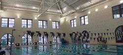 Image of the pool at the Student Recreation Center after new LED lighting installation.