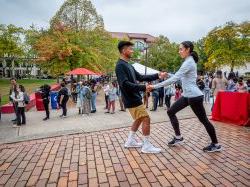 Students dancing at the Hispanic Heritage Block Party