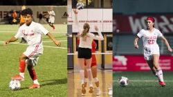女子足球、排球和男子足球的拼贴图